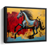 Abstract Horse Colorful Luxury Painting V7 Framed Canvas Prints Wall Art Home Decor, Painting Canvas, Floating Frame