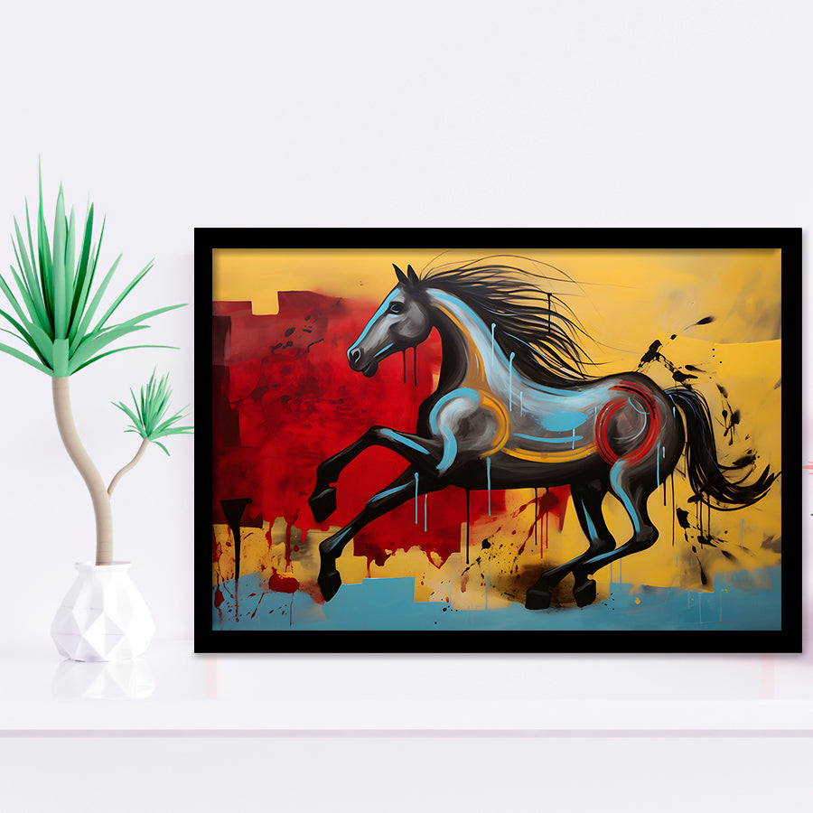 Abstract Horse Colorful Luxury Painting V7 Framed Art Prints Wall Decor, Painting Art, Framed Picture