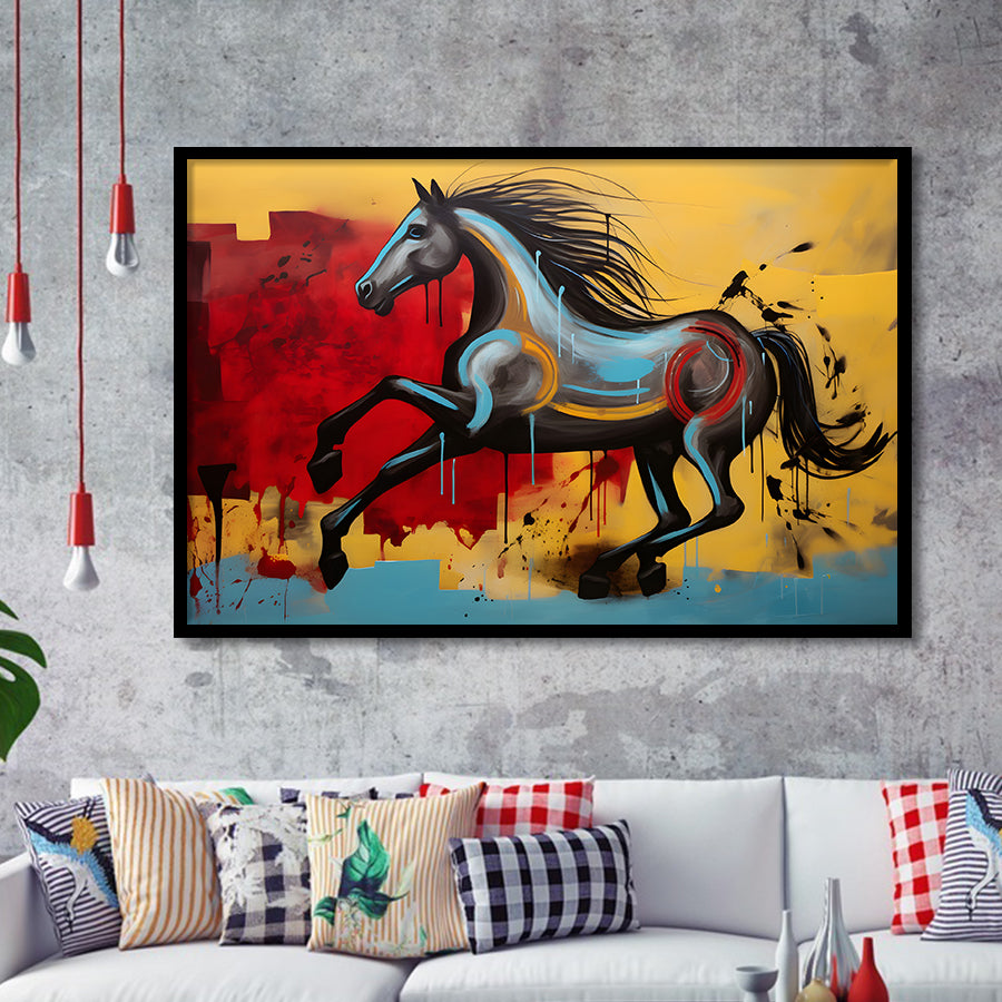 Abstract Horse Colorful Luxury Painting V7 Framed Art Prints Wall Decor, Painting Art, Framed Picture