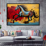 Abstract Horse Colorful Luxury Painting V7 Framed Canvas Prints Wall Art Home Decor, Painting Canvas, Floating Frame