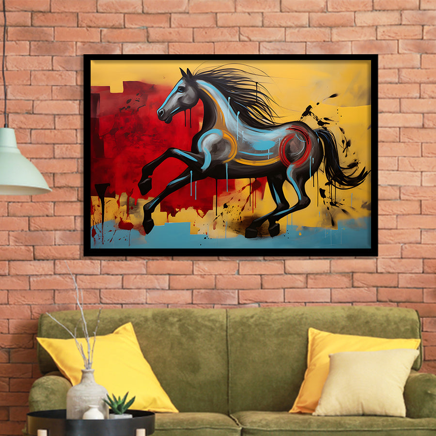 Abstract Horse Colorful Luxury Painting V7 Framed Art Prints Wall Decor, Painting Art, Framed Picture