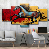 Abstract Horse Colorful Luxury Painting V7 5 Panels Canvas Prints Wall Art Home Decor, Large Mixed Canvas