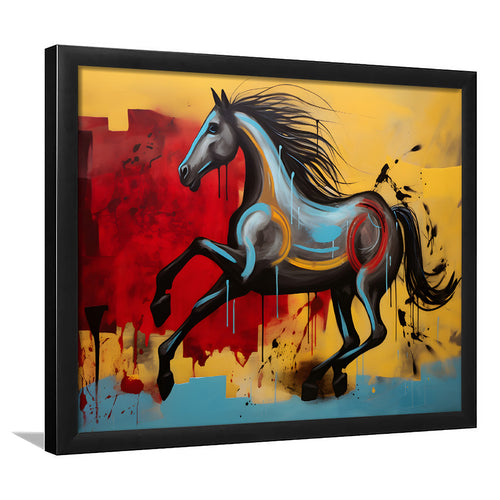 Abstract Horse Colorful Luxury Painting V7 Framed Art Prints Wall Decor, Painting Art, Framed Picture