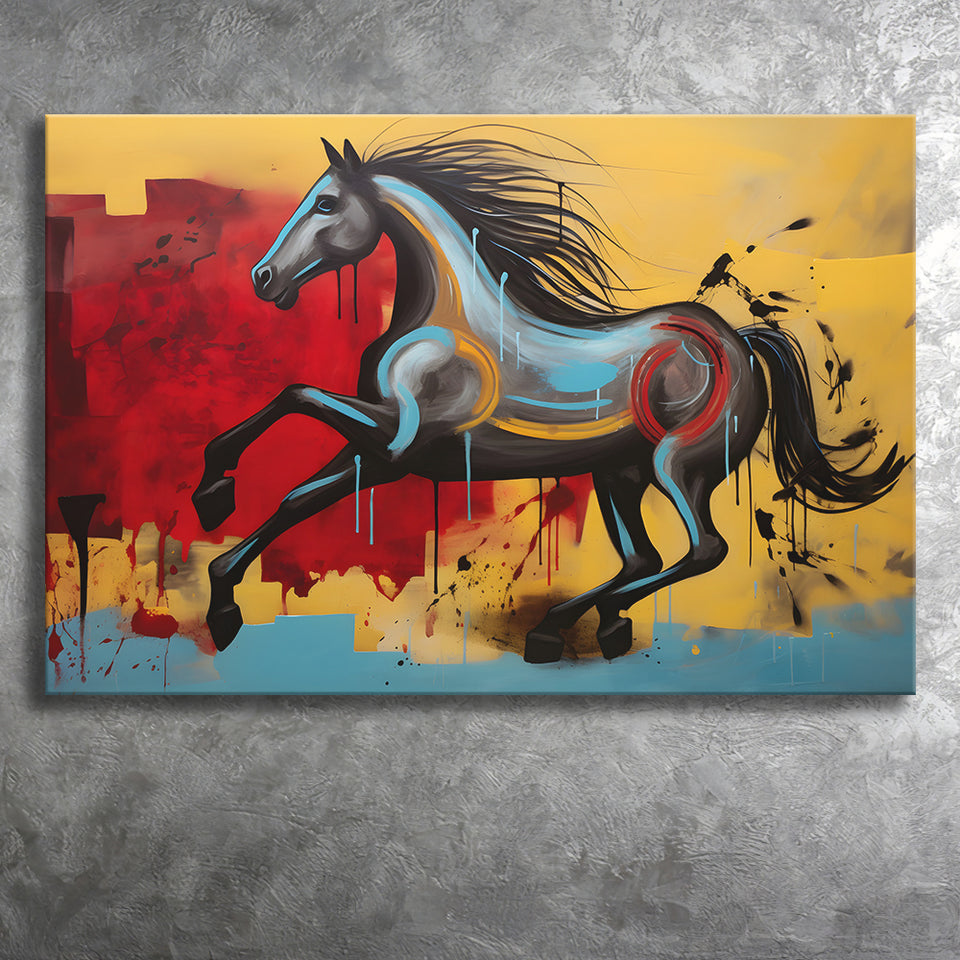 Abstract Horse Colorful Luxury Painting V7 Canvas Prints Wall Art Home Decor, Painting Canvas, Living Room Wall Decor