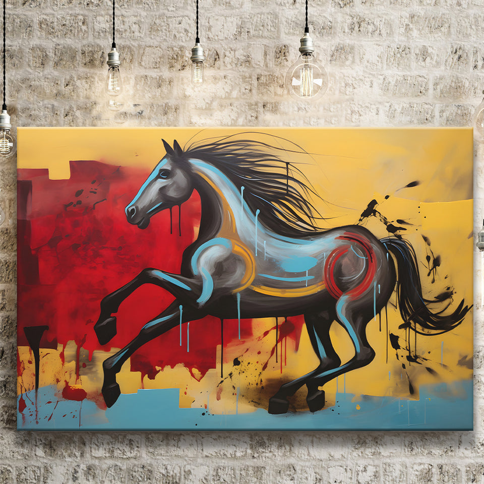 Abstract Horse Colorful Luxury Painting V7 Canvas Prints Wall Art Home Decor, Painting Canvas, Living Room Wall Decor