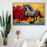 Abstract Horse Colorful Luxury Painting V7 Framed Canvas Prints Wall Art Home Decor, Painting Canvas, Floating Frame