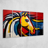 Abstract Horse Unique Painting 5 Panels B Canvas Prints Wall Art Home Decor, Extra Large Canvas