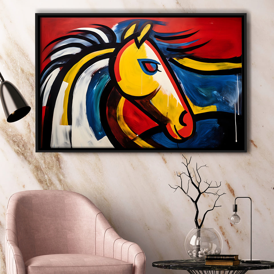 Abstract Horse Unique Painting Framed Canvas Prints Wall Art Home Decor, Painting Canvas, Floating Frame