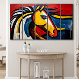 Abstract Horse Unique Painting 5 Panels B Canvas Prints Wall Art Home Decor, Extra Large Canvas