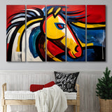 Abstract Horse Unique Painting 5 Panels B Canvas Prints Wall Art Home Decor, Extra Large Canvas