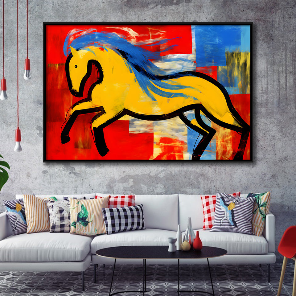 Abstract Simple Horse Luxury Art Painting Framed Canvas Prints Wall Art Home Decor, Painting Canvas, Floating Frame