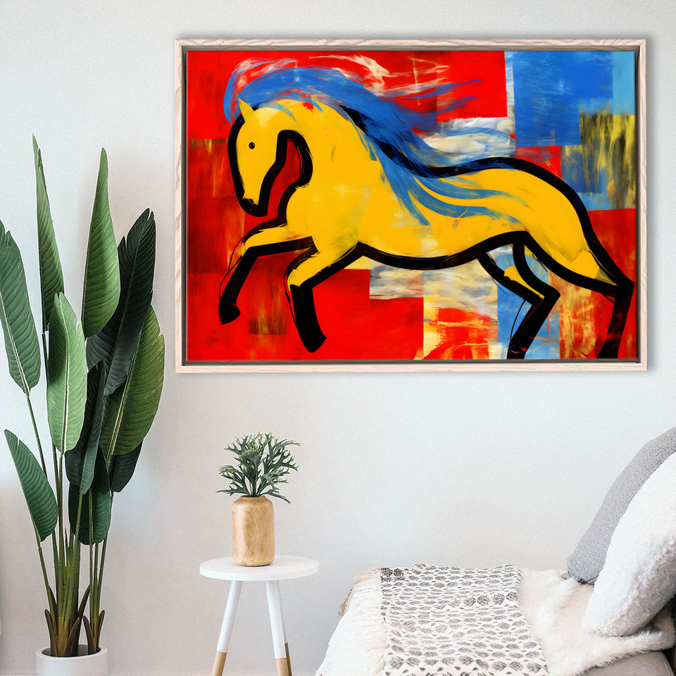 Abstract Simple Horse Luxury Art Painting Framed Canvas Prints Wall Art Home Decor, Painting Canvas, Floating Frame