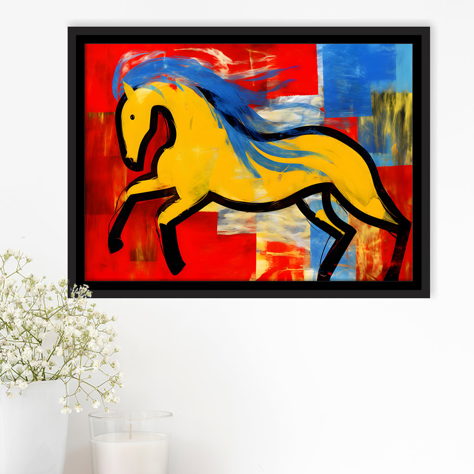 Abstract Simple Horse Luxury Art Painting Framed Canvas Prints Wall Art Home Decor, Painting Canvas, Floating Frame