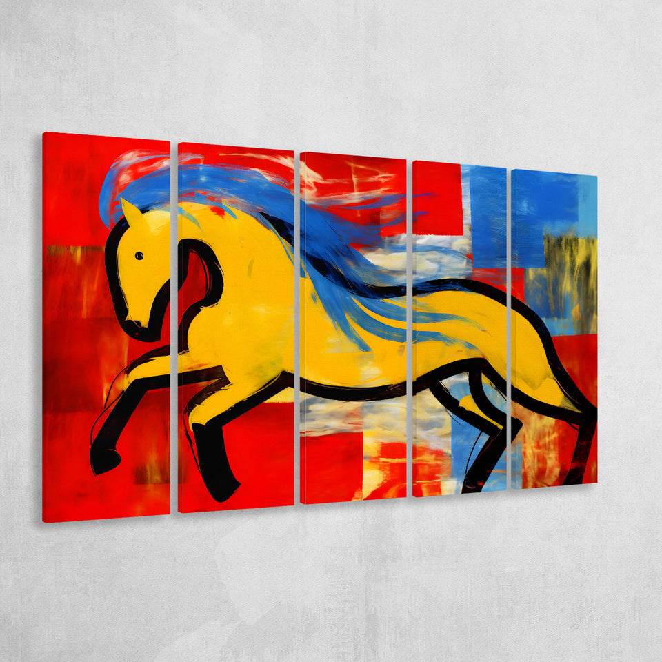Abstract Simple Horse Luxury Art Painting 5 Panels B Canvas Prints Wall Art Home Decor, Extra Large Canvas