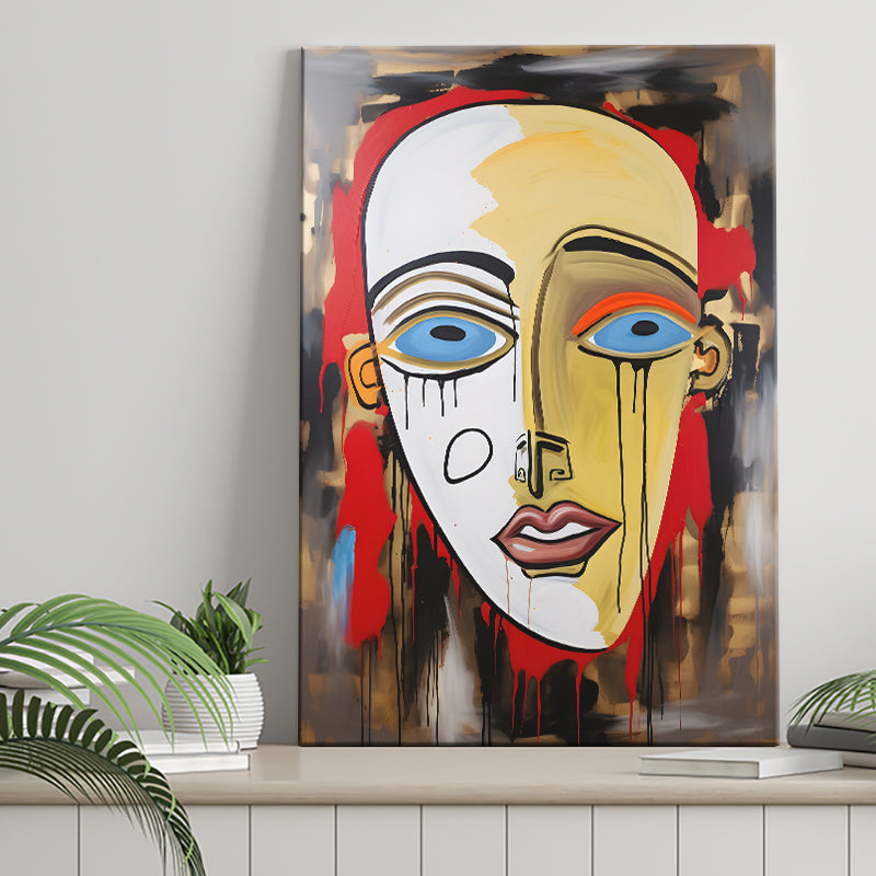 Abstract Unique Face Painting Canvas Prints Wall Art Home Decor, Painting Canvas, Living Room Wall Decor