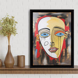 Abstract Unique Face Painting Framed Canvas Prints Wall Art Home Decor, Painting Canvas, Floating Frame