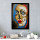 Abstract Woman Face Art Framed Canvas Prints Wall Art Home Decor, Painting Canvas, Floating Frame