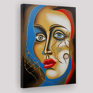 Abstract Woman Face Art Canvas Prints Wall Art Home Decor, Painting Canvas, Living Room Wall Decor