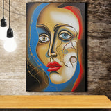 Abstract Woman Face Art Canvas Prints Wall Art Home Decor, Painting Canvas, Living Room Wall Decor