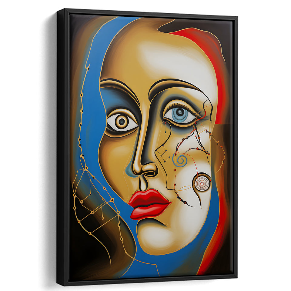 Abstract Woman Face Art Framed Canvas Prints Wall Art Home Decor, Painting Canvas, Floating Frame