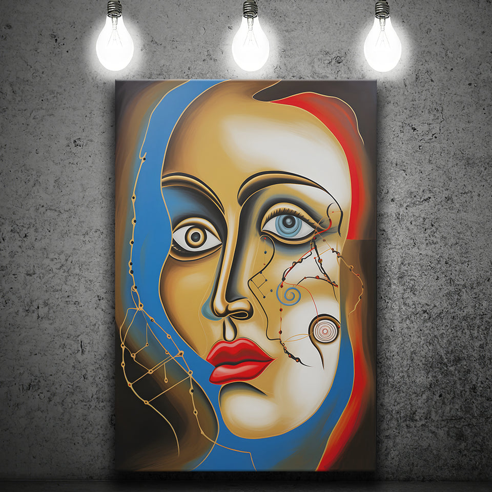 Abstract Woman Face Art Canvas Prints Wall Art Home Decor, Painting Canvas, Living Room Wall Decor