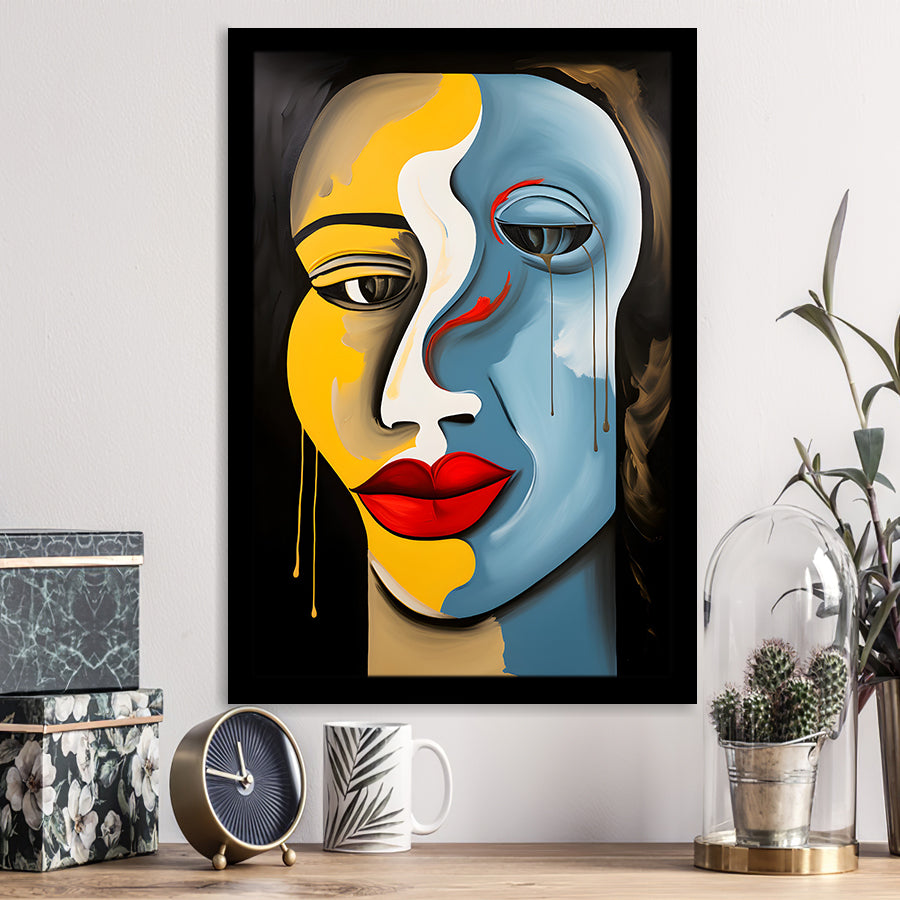 Abstract Woman Face Unique Painting Framed Art Prints Wall Decor, Painting Art, Framed Picture