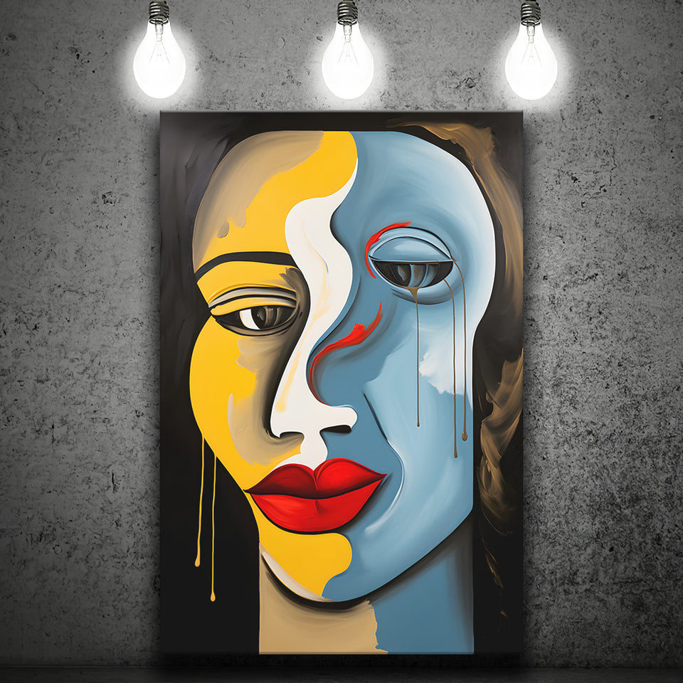Abstract Woman Face Unique Painting Canvas Prints Wall Art Home Decor, Painting Canvas, Living Room Wall Decor