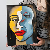 Abstract Woman Face Unique Painting Canvas Prints Wall Art Home Decor, Painting Canvas, Living Room Wall Decor