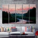 Aesthetic Chaotic In Peaceful Country 5 Piece B Multi Panels Canvas Prints Wall Art - Painting Canvas,Wall Decor