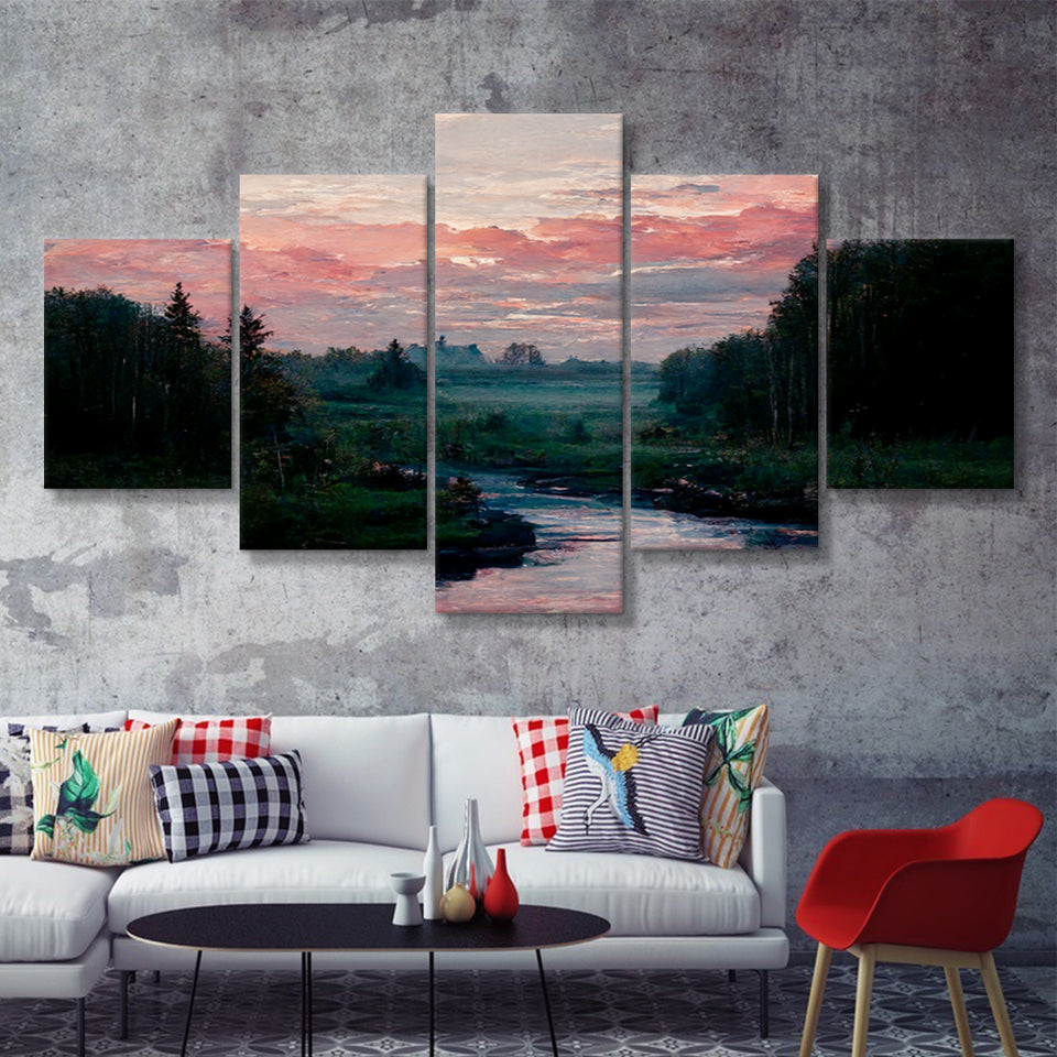 Aesthetic Chaotic In Peaceful Country 5 Piece Multi Panels Canvas Prints Wall Art - Painting Canvas,Wall Decor