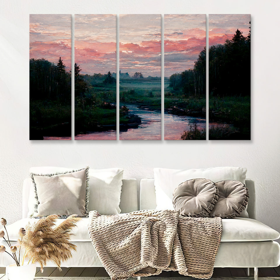 Aesthetic Chaotic In Peaceful Country 5 Piece B Multi Panels Canvas Prints Wall Art - Painting Canvas,Wall Decor