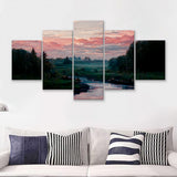Aesthetic Chaotic In Peaceful Country 5 Piece Multi Panels Canvas Prints Wall Art - Painting Canvas,Wall Decor