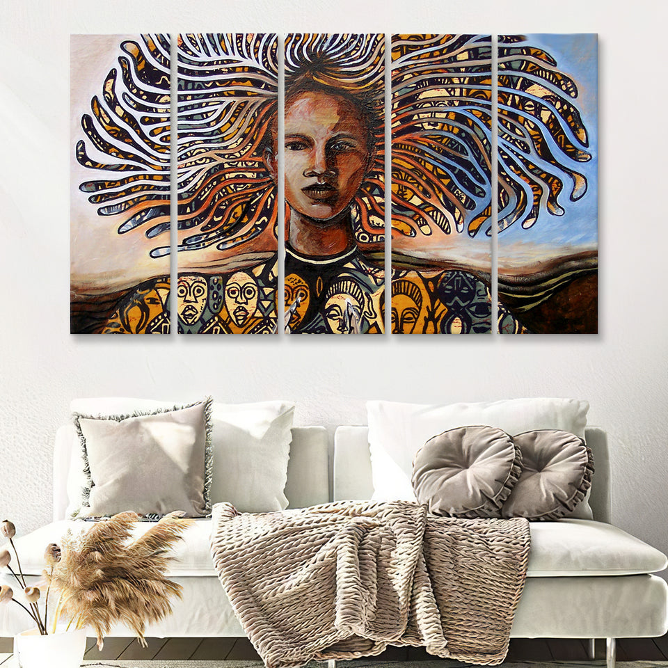African American Women Writers 5 Pieces B Canvas Prints Wall Art - Painting Canvas, Multi Panels, Wall Decor