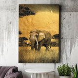 African Elephant Gray And Gold, Canvas Prints Wall Art Home Decor, Ready to Hang