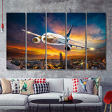 Aircraft Wide Body Aerospace Engineering 5 Piece B Canvas Prints Wall Art Decor - Painting Canvas, Multi Panels
