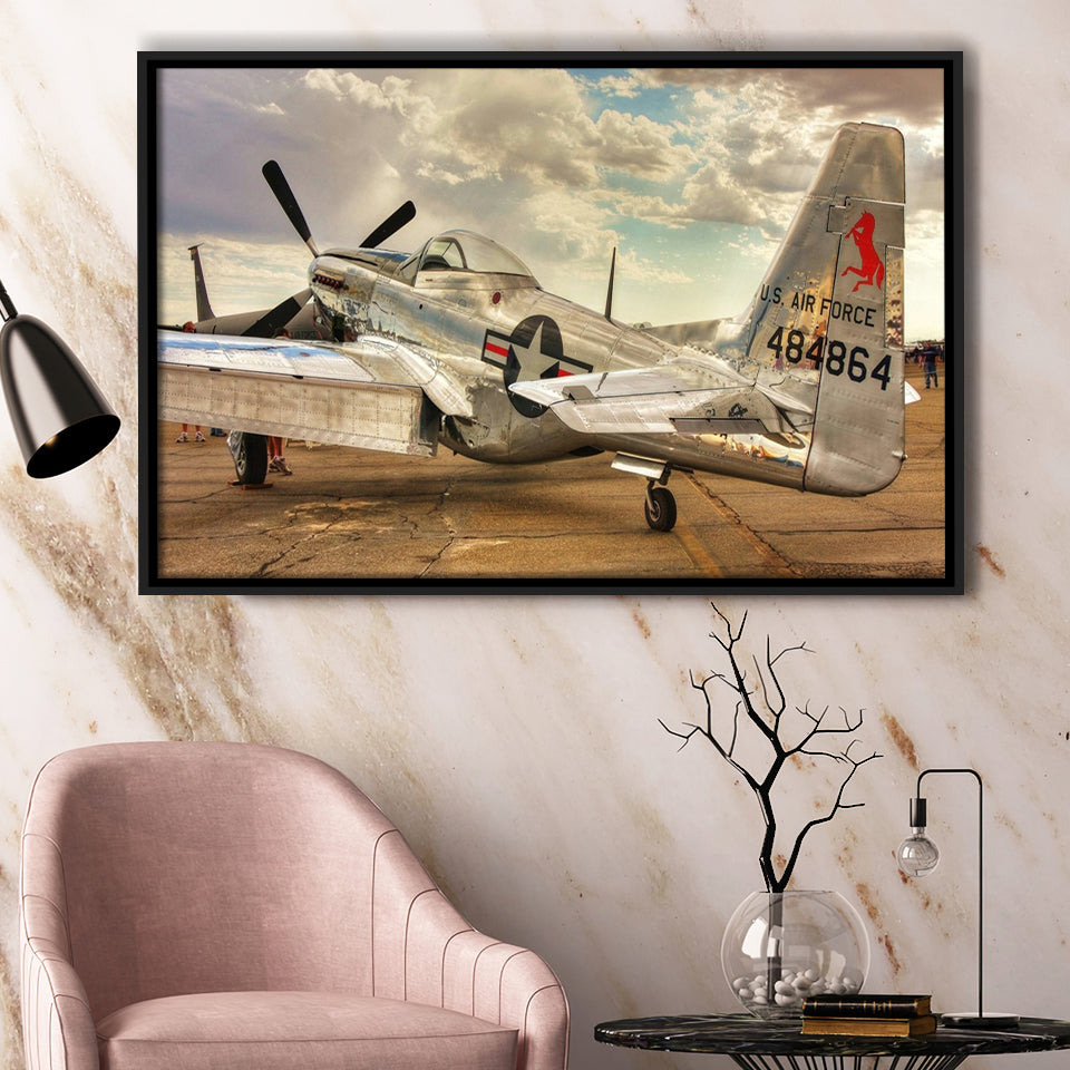 Aircraft Us Air Force Framed Canvas Prints Wall Art Decor - Painting Canvas, Black Framed Picture