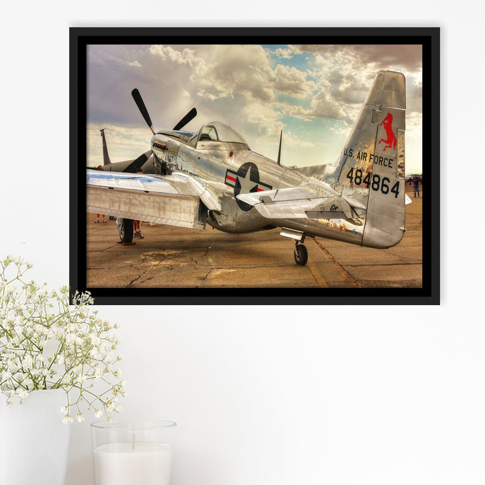 Aircraft Us Air Force Framed Canvas Prints Wall Art Decor - Painting Canvas, Black Framed Picture