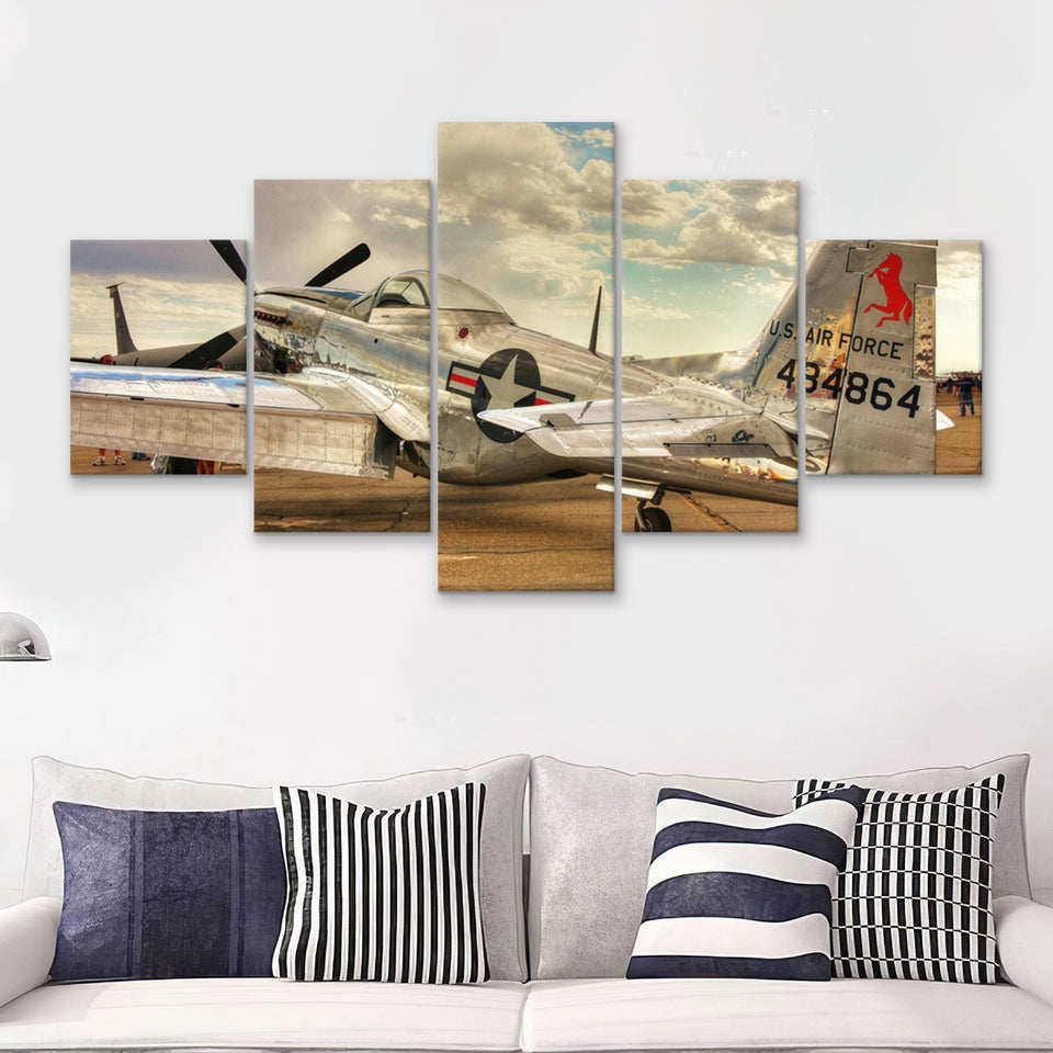 Aircraft Us Air Force 5 Piece Canvas Prints Wall Art Decor - Painting Canvas, Multi Panels