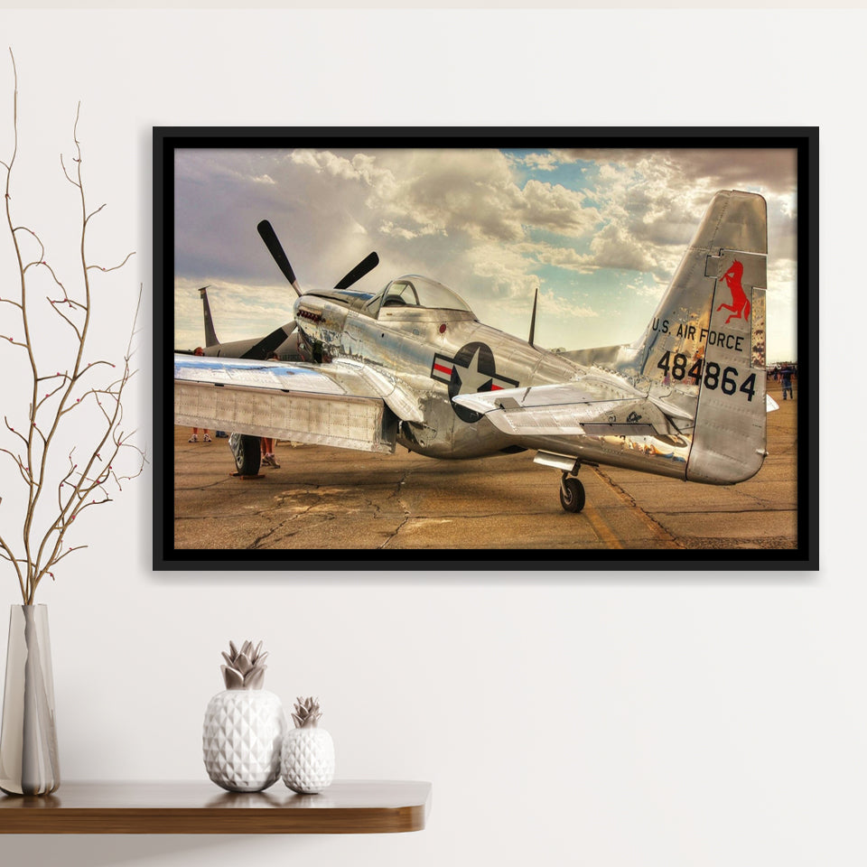 Aircraft Us Air Force Framed Canvas Prints Wall Art Decor - Painting Canvas, Black Framed Picture