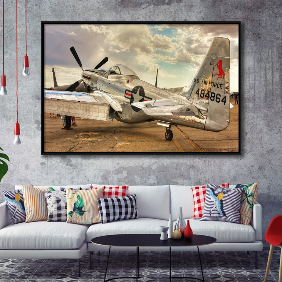 Aircraft Us Air Force Framed Canvas Prints Wall Art Decor - Painting Canvas, Black Framed Picture