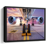 Aircraft Wheels And Brakes Framed Canvas Prints Wall Art Decor - Painting Canvas, Black Framed Picture