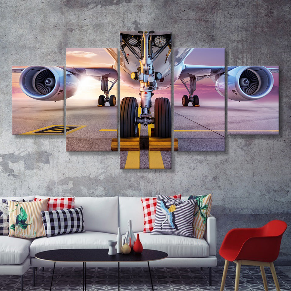 Aircraft Wheels And Brakes 5 Piece Canvas Prints Wall Art Decor - Painting Canvas, Multi Panels
