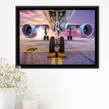 Aircraft Wheels And Brakes Framed Canvas Prints Wall Art Decor - Painting Canvas, Black Framed Picture