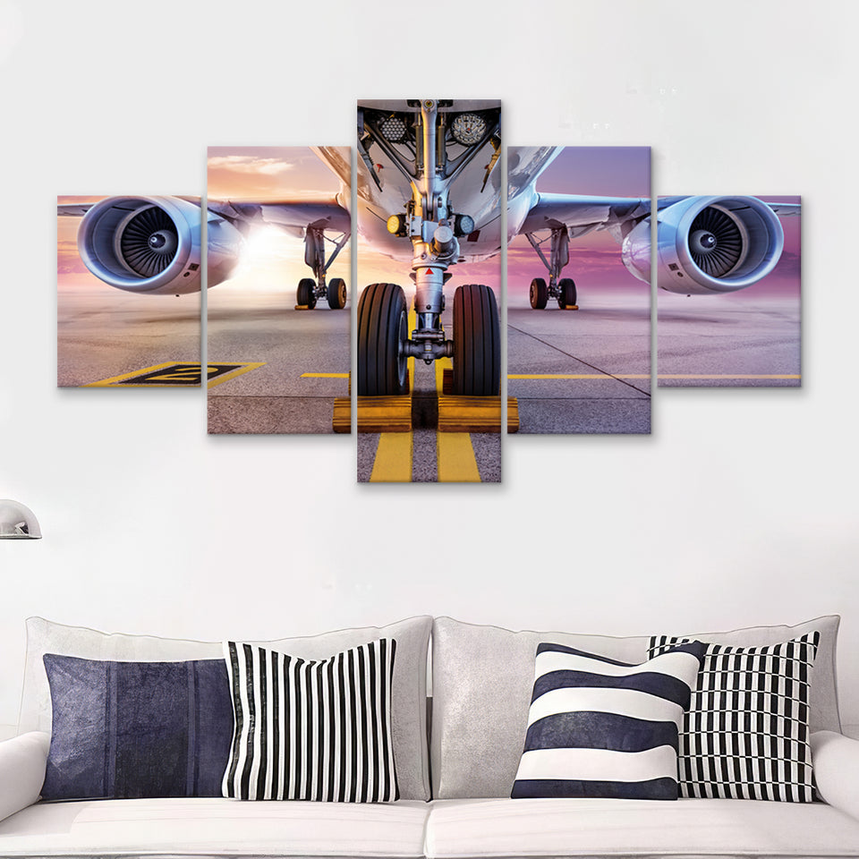 Aircraft Wheels And Brakes 5 Piece Canvas Prints Wall Art Decor - Painting Canvas, Multi Panels