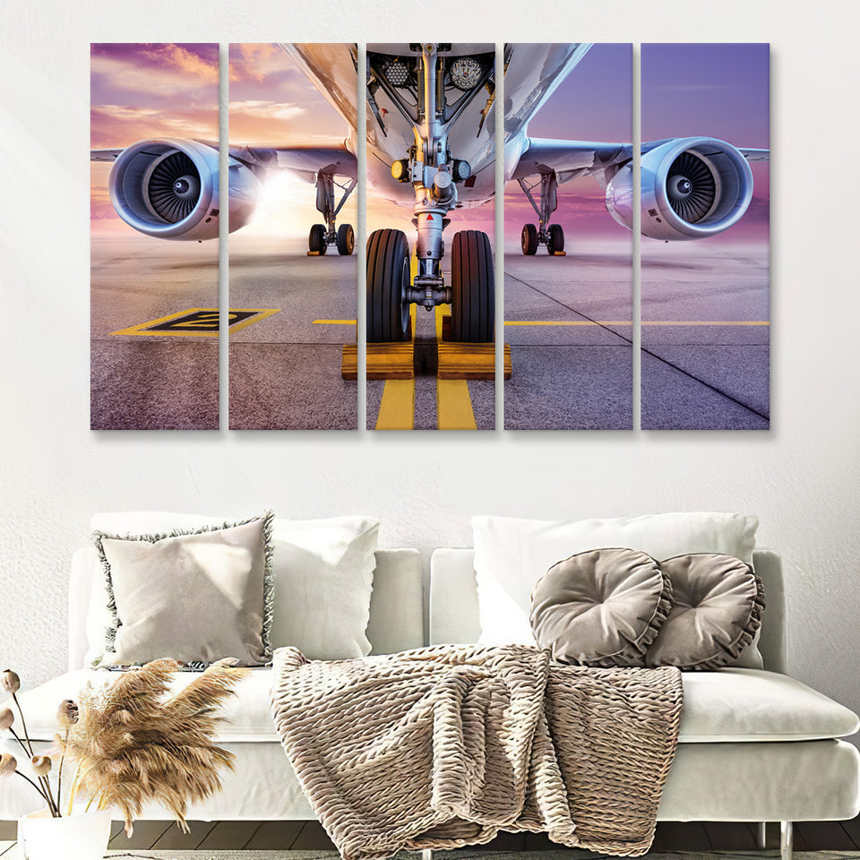 Aircraft Wheels And Brakes 5 Piece B Canvas Prints Wall Art Decor - Painting Canvas, Multi Panels