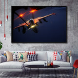 Airplane Lockheed Martin F 35 Lightning Ii Framed Canvas Prints Wall Art Decor - Painting Canvas, Black Framed Picture