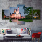 Amazing View Of Cinderella Castle 5 Pieces Canvas Prints Wall Art - Painting Canvas,Wall Decor, Multi Panel,5 Panels