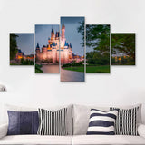 Amazing View Of Cinderella Castle 5 Pieces Canvas Prints Wall Art - Painting Canvas,Wall Decor, Multi Panel,5 Panels