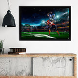 American Football Player In Action Games Framed Canvas Prints Wall Art - Painting Prints, Home Wall Decor, Painting Canvas
