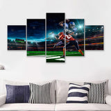 American Football Player In Action Games  5 Pieces Canvas Prints Wall Art - Painting Canvas, Multi Panel, Home Wall Decor, For Sale